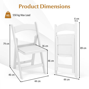 4 Pack Resin Folding Chairs, Portable Patio Chairs w/Padded Seat, All-Weather Resin Frame - PatiojoyAU