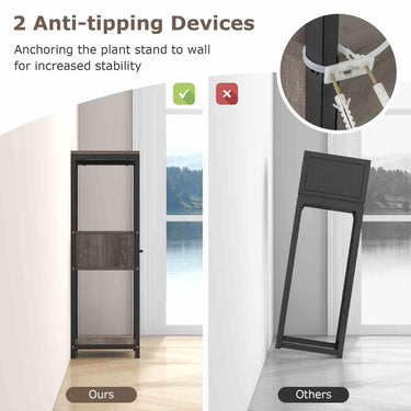 2 Pack 3 Tier Tall Metal Plant Stand, Indoor Plant Table with Drawer, Anti-tipping Devices - PatiojoyAU