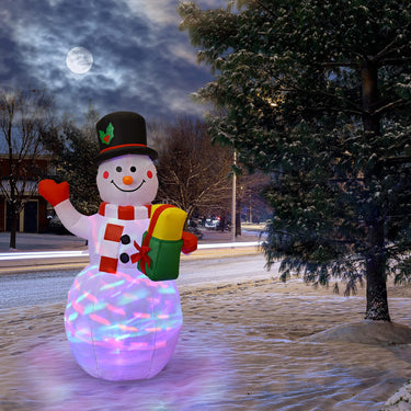 150CM Tall Illuminated Snowman Inflatable with Built-in Colorful LED Lights