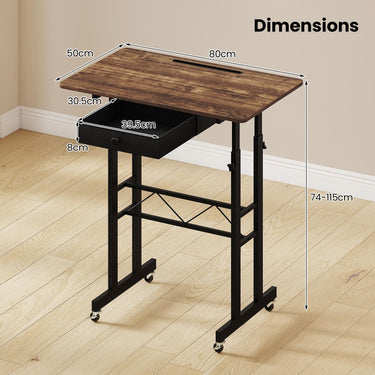 Height Adjustable Standing Desk with Fabric Drawer & Tablet Holder
