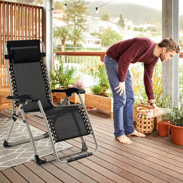 Folding Adjustable Reclining Chair with Removable Headrest Lawn, Beach, Backyard