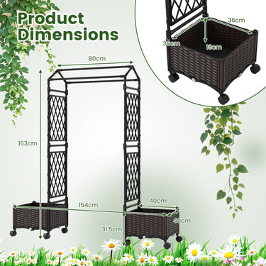 Self-Watering Planter Boxes w/Lattice Trellis & Roof