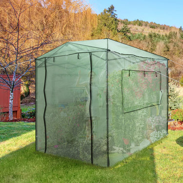 Portable Walk-in Greenhouse, Instant Pop-up Fast Setup Plant Gardening Green House Canopy with Roll-up Doors and Side Windows