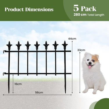 0-Pack Decorative Metal Garden Fence, 280/560 x 44cm Small Border Folding Fence