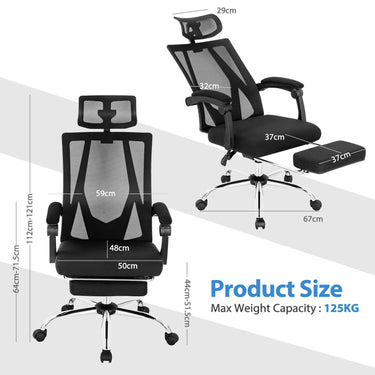 Ergonomic Recliner Mesh Office Chair with Adjustable Headrest for Home Office