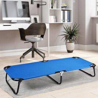 Portable Folding Camping Cot, 75" Outdoor Fabric Sleeping Cot with Sturdy Metal Frame & Non-Slip Feet