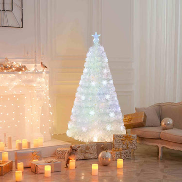 150/180/210cm Pre-Lit Fiber Optic Christmas Tree with Iridescent Leaves