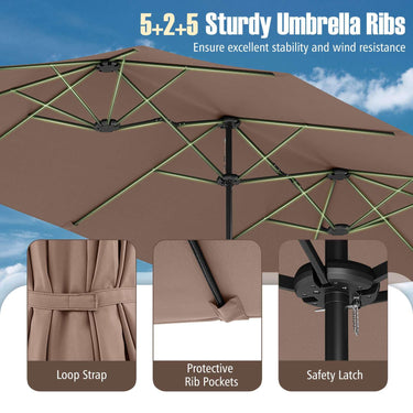4.7 m Extra-Large Patio Umbrella with LED Solar Lights