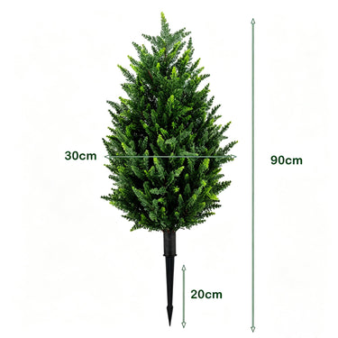 2 Pack Artificial Cypress Topiary Trees 90cm Faux Cone Bushes