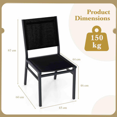 2 Pieces Outdoor Dining Chairs, Patio Armless Chair w/Breathable Seat & Backrest - PatiojoyAU