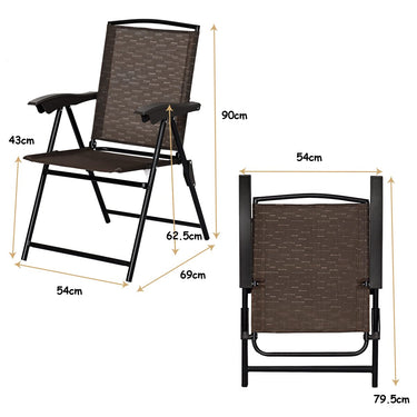 2/4 PCS Patio Folding Chairs, Adjustable Backrest Chairs with Armrest, Portable Deck Lounge Chairs with Steel and Textilene - PatiojoyAU