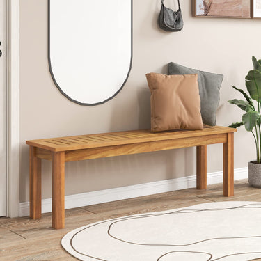 Acacia Wood Outdoor Dining Bench, Patio Rustic Wood Bench for Dining Room Entryway Poolside Garden - PatiojoyAU