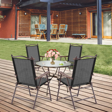 Set of 2 Patio Folding Chairs, Indoor Outdoor Folding Chairs with Armrests