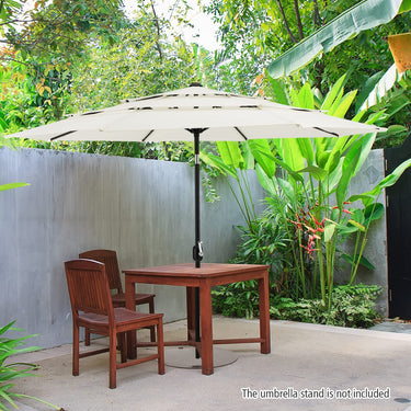 3M 3-Tier Patio Umbrella, Double Vented Outdoor Umbrella w/Push Button Tilt