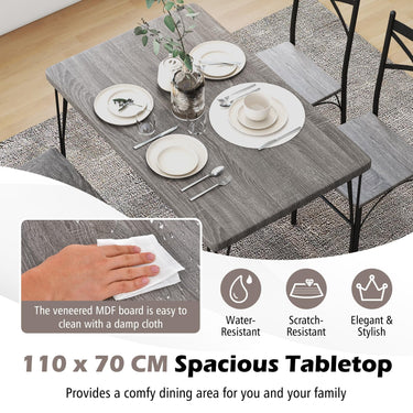 Modern Rectangular 5-Piece Dining Table Set with Metal Frame