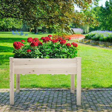 21.5cm x 60.5cm x 81cm Raised Garden Bed, Wooden Elevated Planter Box w/Bottom Liner & Large Capacity
