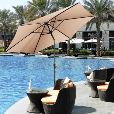 9FT Patio Umbrella Patio Market Steel Tilt With Crank Outdoor Yard Garden