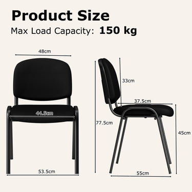 Set of 2 Stackable Reception Chairs with Metal Frame
