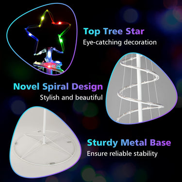 1.83M Spiral Christmas Tree With 135 LED Lights & 10 Lighting Modes