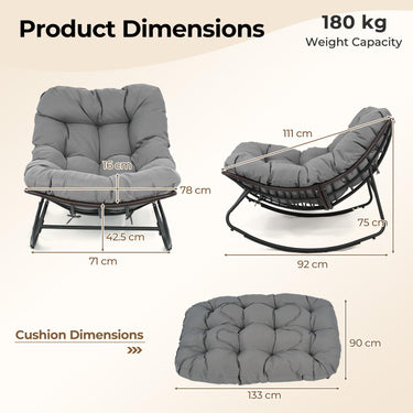 Outdoor Papasan Rocking Chair, Oversized Egg-Shaped Rocker