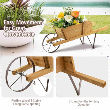 Wooden Wagon Planter Small Wheelbarrow Wagon Flower