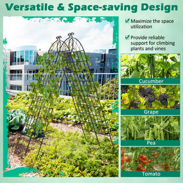 2 Pack 220cm x 50cm Decorative Outdoor Trellis, Metal Garden Trellis for Climbing Plants - PatiojoyAU