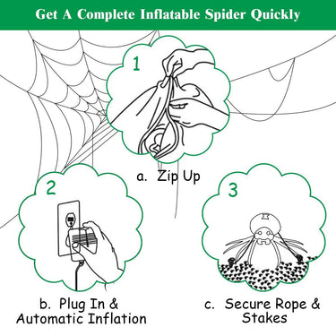 1.8M Halloween Inflatable Spider with LED Lights & Powerful Blower