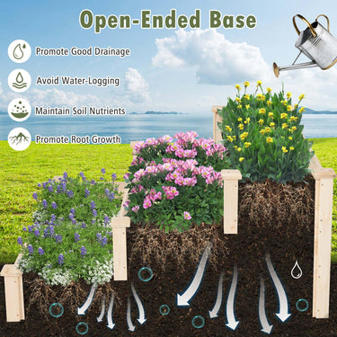 118 x 118 x 56 cm 3-Tier Wooden Raised Garden Bed