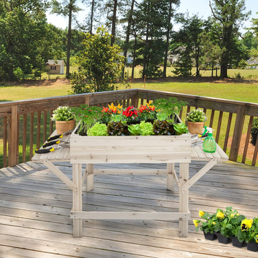 Raised Garden Bed w/2 Side Tables, Elevated Planter Box w/Legs & Bed Liner