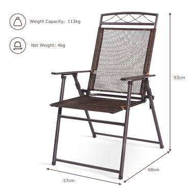 4 Pieces Folding Garden Chair, Brown Folding Chair Set - PatiojoyAU