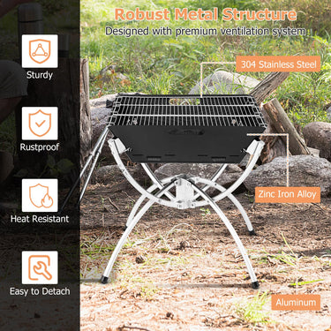 Camping Campfire Grill with Stainless Steel Grills