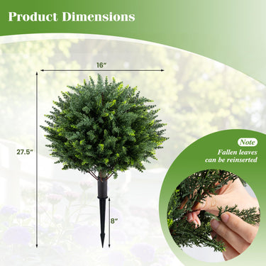 27.5" Artificial Cypress Topiary Trees Set of 2, Faux Topiary Bushes Shrubs