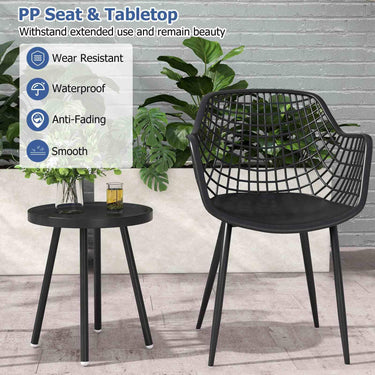 3 Piece Patio Bistro Chair Set Indoor Outdoor Metal Furniture Set