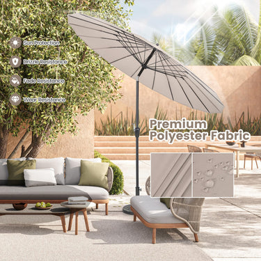 2.7M Round Patio Umbrella, Outdoor Market Umbrella w/ 18 Fiberglass Ribs, Push Button Tilt, Crank - PatiojoyAU