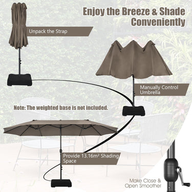 4.7 M Double-Sided Patio Umbrella, Outdoor Extra Large Umbrella W/Hand-Crank System & Air Vents - PatiojoyAU