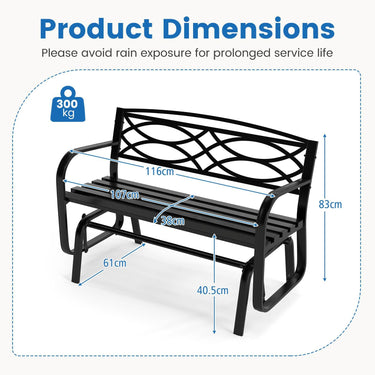 2-Person Outdoor Glider Bench with Metal Frame