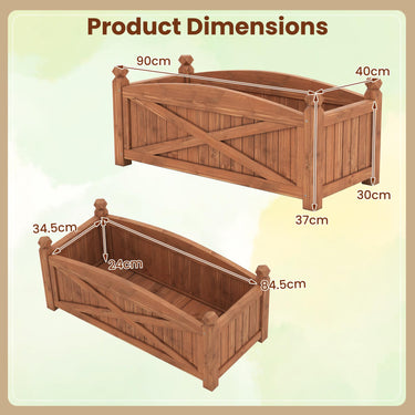 Wooden Raised Garden Bed 90 x 40 x 37 cm Rectangle Planter