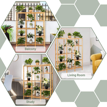 5 Tier 12 Potted Bamboo Plant Shelf for Indoor & Outdoor Use