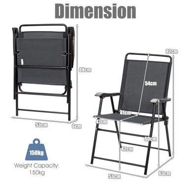 Outdoor 4pcs Folding Chairs, 150 kg Capacity 4 Packs Collapsible Chairs, Portable Chairs - PatiojoyAU