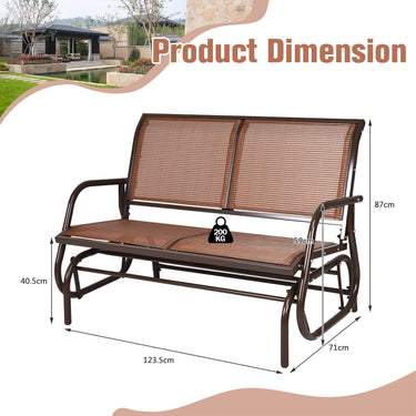 Outdoor Swing Glider Chair, Cozy Patio Bench for 2 People, Steel Rocking Garden Loveseat with Spacious Space - PatiojoyAU