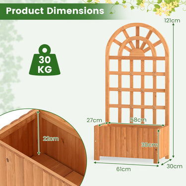 Wooden Raised Garden Bed with Trellis, 121/182 cm Outdoor Planter Box w/Privacy Screen