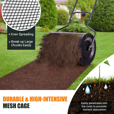 Compost Spreader, 68CM Peat Moss Spreader w/Upgrade Side Latches & U-Shape Handle - PatiojoyAU