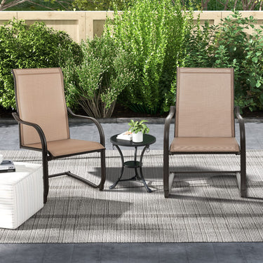 C-Spring Motion Patio Dining Chairs Set of 2, High Back Patio Chairs with Breathable Fabric