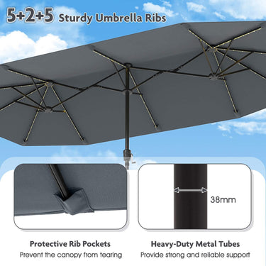 3.9 m Large Patio Umbrella with LED Solar Lights