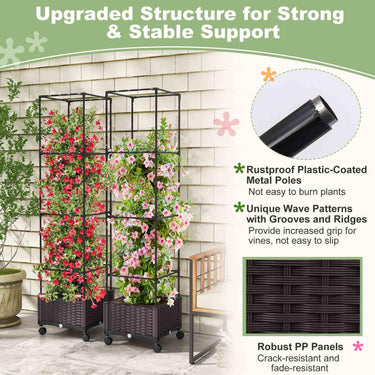 1.7M Raised Garden Bed w/Planter Box &Trellis, Self-Watering System, Adjustable Height - PatiojoyAU