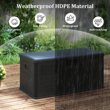 378 L Large Deck Box, 200kg Weight Capacity Indoor Outdoor Resin Storage Bench with Lockable Lid