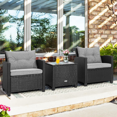 3 Piece Outdoor Wicker Sofa Set Patio Rattan Conversation Set