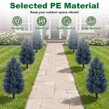 2 Pack 100cm Artificial Lavender Topiary Trees, Sun-Resistant Faux Cone Bushes