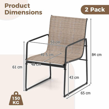 Outdoor Dining Chairs Set of 2, Patio Furniture Chair w/Breathable Seat
