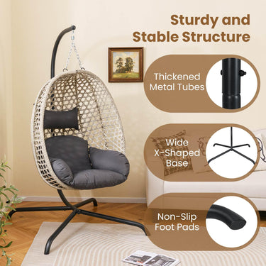 Hammock C-Stand with Spring Hook and 360° Rotation for Indoor and Outdoor